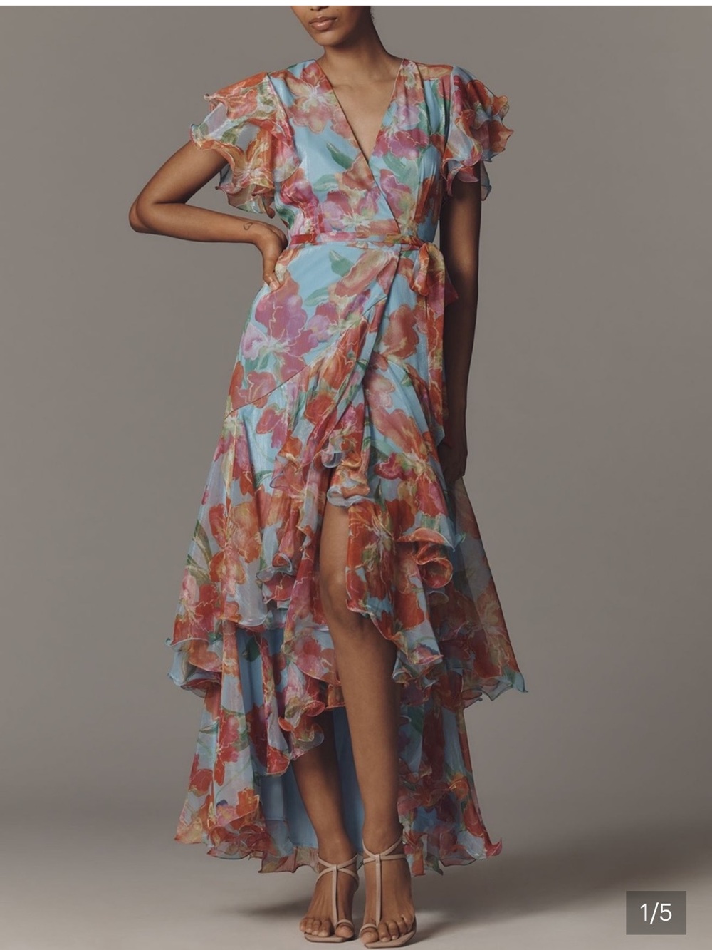 Hutch Samara Ruffle Midi Wrap Dress 2X Floral Wedding Guest NWT
